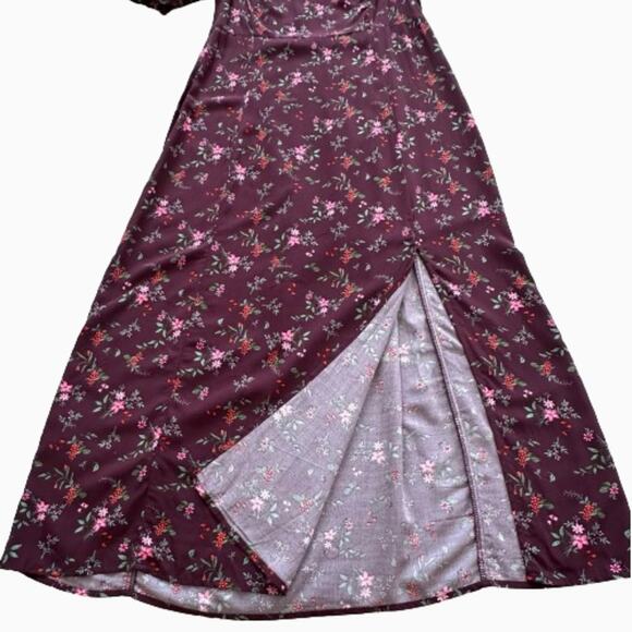Old Navy Maxi Dress Purple Plum Floral Short Puff Sleeve Shift Dress Medium NEW - Picture 10 of 12